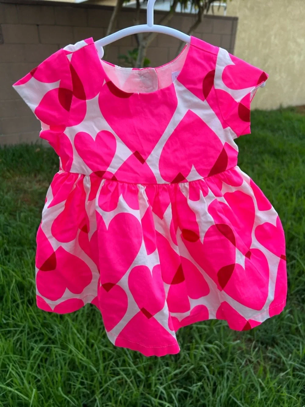 The Children's Place Pink and White Heart Print Casual Dress
